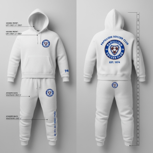 Papillion Soccer Club Fleece Set (Hoodie + Joggers) — White